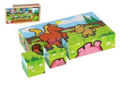 Kostky kubus Moje první zvířátka dřevo 15ks MPZ