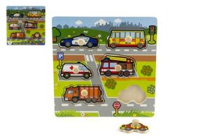 Vkládačka Moje první auta dřevo 6ks 22,5x22,5x2,5 cm 12m+ MPA