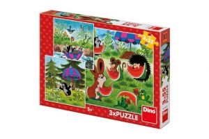 Puzzle Krtek a paraplíčko 18x18cm 3x55 dílků v krabici 27x19x3,5cm