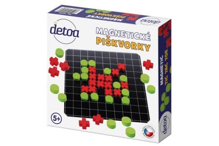Magnetické piškvorky dřevo společenská hra v krabici 20x20x4cm DETOA