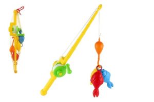 Hra ryby/rybář plast 3ks+prut 50cm asst 2 barvy v síťce