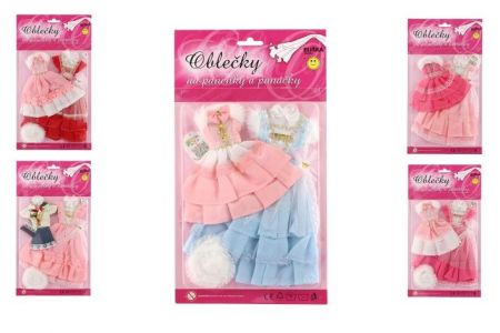 Šaty/Oblečky na panenky 2ks s doplňky asst na kartě 21x30cm