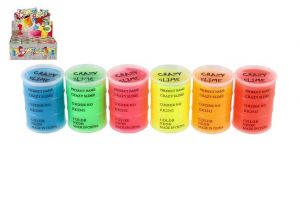 Sliz - hmota 80g neonová 8x5,5cm asst 6 barev 12ks v boxu