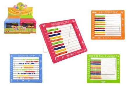 Počítadlo kuličkové plast 19x16cm asst 4 barvy 36ks v boxu