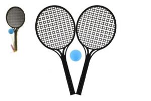Soft tenis plast černý+míček 53cm v síťce