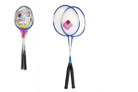Badminton kov 2 pálky a 1 míček asst v síťce 3 barvy