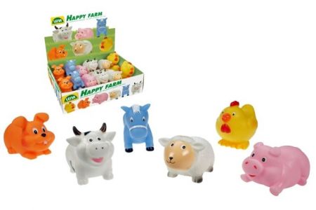 Zvířátka stříkací 7cm Veselá farma gumová asst 6 druhů