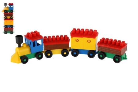 Stavebnice LORI 6 vlak+ 3 vagónky plast v sáčku 9x29x5cm