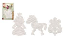 Podložka na zažehlovací korálky - kytička,koník, princezna plast 3ks na kartě 12x18x3cm