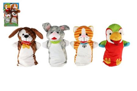 Maňásci domácí zvířátka 25cm 4ks na kartě v sáčku