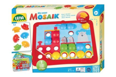 Mozaika klobouček doprava 3,2cm hladký 36ks + předlohy 7ks pro nejmenší v krabici 33x24x4