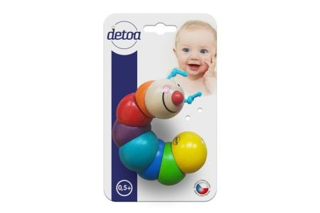 Housenka Tea barevná dřevěná 13cm na kartě 6m+