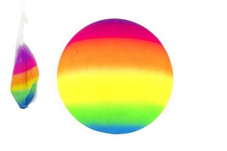 Míč duhový gumový nenafouknutý 23cm v síťce