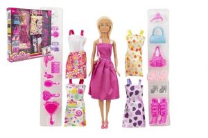 Panenka modelka nekloubová plast 30 cm s oblečením s doplňky v krabici 32x33x6cm