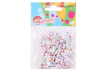 Korálky 12 g barevné Abeceda v sáčku 7x11cm