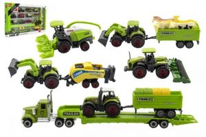 Zemědělské stroje se zvířátky sada farma 22ks plast/kov asst 2 druhy v krabici 53x31x5cm