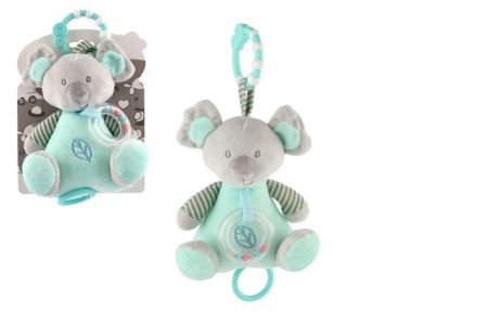 Medvěd koala chrastítko plyš 19cm závěs na post./koč. nat. hrací strojek zelený na kartě v