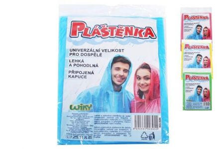 Pláštěnka universální velikost pro dospělé 140x76cm 5 barev v sáčku 14x22cm