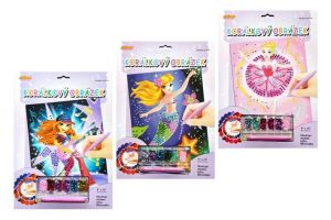 Korálkový obrázek s doplňky asst 3 druhy na kartě 23x32cm