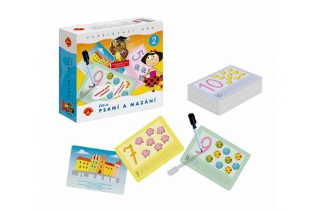 Čísla Psaní a mazání 2 didaktická společenská hra v krabici 19x18x5cm