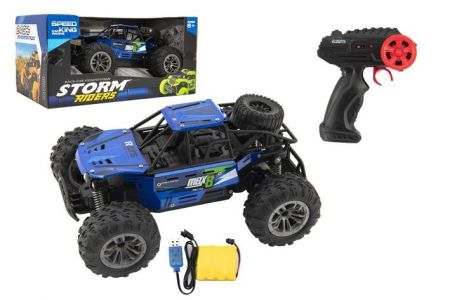 Auto RC buggy terénní modré 22cm plast 2,4GHz na baterie + dobíjecí pack v krabic