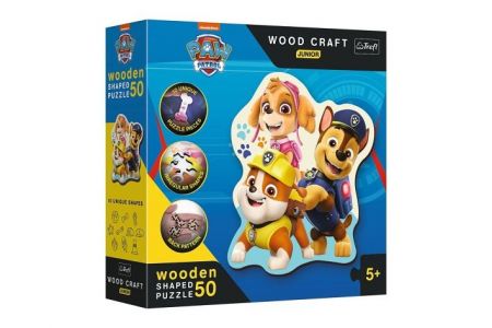 Dřevěné puzzle Junior 50 dílků Legrační Tlapková Patrola/Paw Patrol 19,5x23,5cm v krabici
