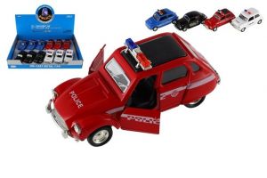 Auto policie retro 11cm kov/plast na zpětné natažení na baterie se světlem 4 druhy