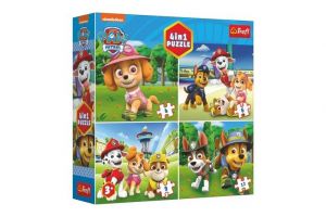 Puzzle 4v1 Tlapková patrola/Paw Patrol 18,5x16cm v krabici 20x20x5cm