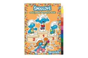 Omalovánky Šmoulové A5 Maluj podle barevných teček s voskovkami 11ks v sáčku