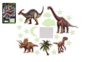 Dinosauři na zeď/strop svítící ve tmě papír/plast 2 druhy na kartě