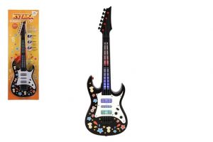 Kytara plast 53cm s popruhem na baterie se zvukem se světlem na kartě