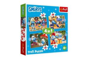 Puzzle 4v1 Šmoulové 28,5x20,5cm v krabici 28x28x6cm