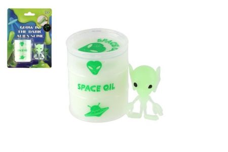 Sliz - hmota 6cm svítící ve tmě + mimozemšťan na kartě 12,5x17x5cm