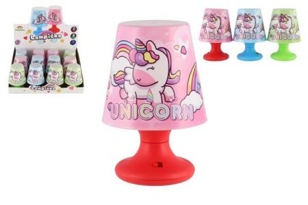 Mini lampička s jednorožcem na stůl plast 8x11cm na baterie 3 barvy