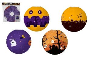 Lampion koule Halloween papír průměr 30cm v sáčku (bez hůlky) 4 druhy karneval