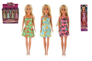 Panenka Anlily v plážových šatech plast 30cm 4 barvy v krabičce 8x32x5cm