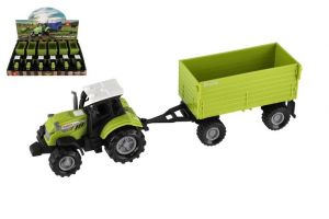 Traktor s valníkem plast 26cm na volný chod na baterie se zvukem, světlem