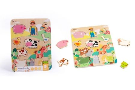 Puzzle/Vkládačka deskové farma dřevo ve fólii 21x30cm 18m+