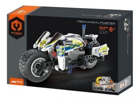 Stavebnice iM.MASTER policejní motorka na zpětné natažení plast 193 dílků v krabici 29x20x