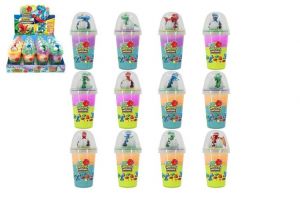 Sliz - hmota Slimy 155g s dinosaurem 14x7cm 4 barvy v kelímku