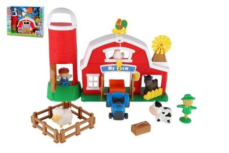 Sada farma se silem na obilí s doplňky plast na baterie se zvukem v krabici 50x39cm 18m+