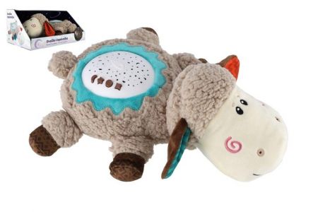 Ovečka uspávačka/usínáček projektor plyš/plast 35x22cm na baterie se zvukem,světlem v krab