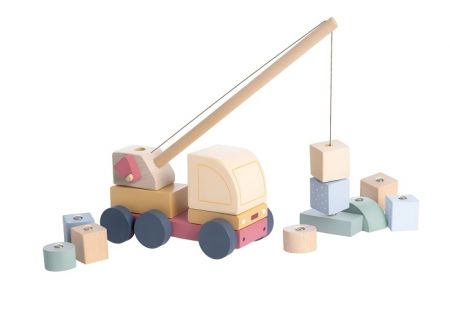 CUBIKA Pastel 15917 Autojeřáb s magnetem - dřevěná skládačka 14 dílů