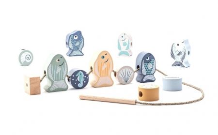 CUBIKA Pastel 16020 Navlékací ryby a mořští živočichové - navlékací set - 13 dřevěných díl