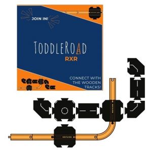 TODDLEROAD 2201 ŽELEZNIČNÍ PŘEJEZD S DOPLŇKY - flexibilní silnice - 8 silikonových puzzle 