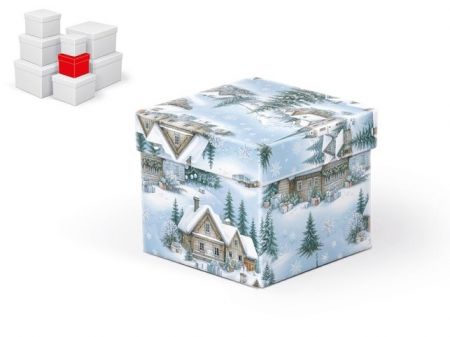 Krabice dárková vánoční C-V010-B 10x10x9cm