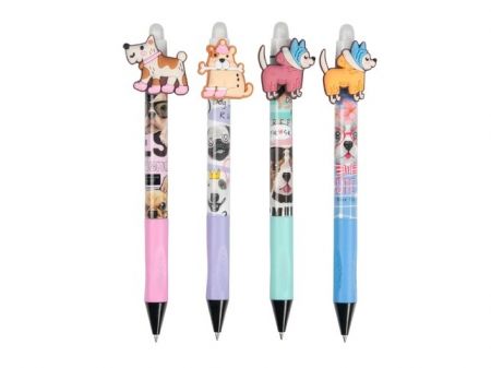 Kuličkové pero gumovací Funny dogs, 0,5, modré