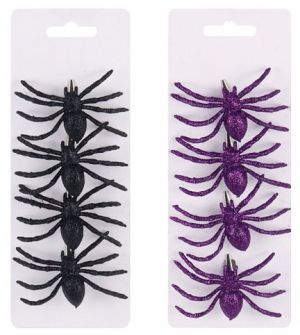 Pavouk na klipu s glitrem 7,5 x 1,5 x 5 cm, 4 ks