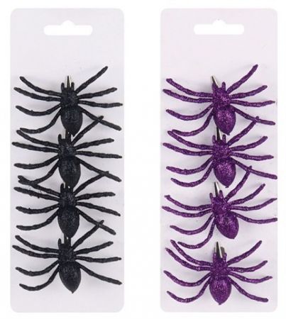 Pavouk na klipu s glitrem 7,5 x 1,5 x 5 cm, 4 ks