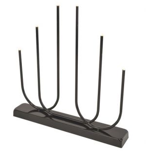 Svícen černý LED svítící, 6 LED, teplá bílá, 38 x 40,5 x 6 cm